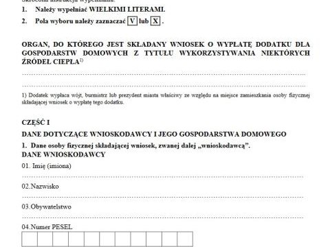 DODATEK DLA GOSPODARSTW DOMOWYCH NA INNE ŹRÓDŁA OGRZEWANIA NIŻ WĘGIEL