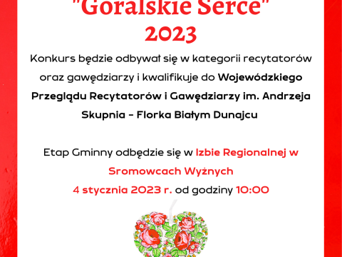 Gminny konkurs recytatorski "GÓRALSKIE SERCE 2023"