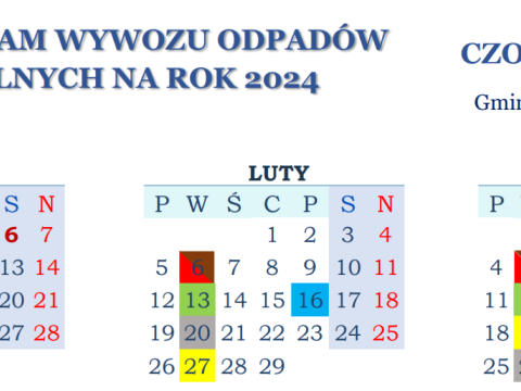 Harmonogram wywozu odpadów komunalnych na terenie Gminy Czorsztyn