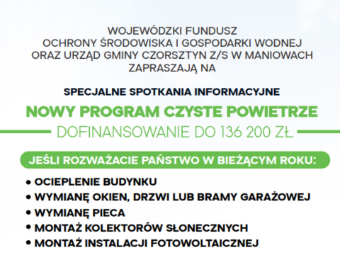UWAGA !-Spotkanie w ramach programu Czyste Powietrze  - sprostowanie dotyczące spotkania w Kluszkowcach