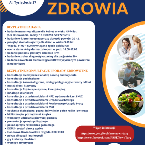 Zapraszamy na Piknik Zdrowia do Nowego Targu