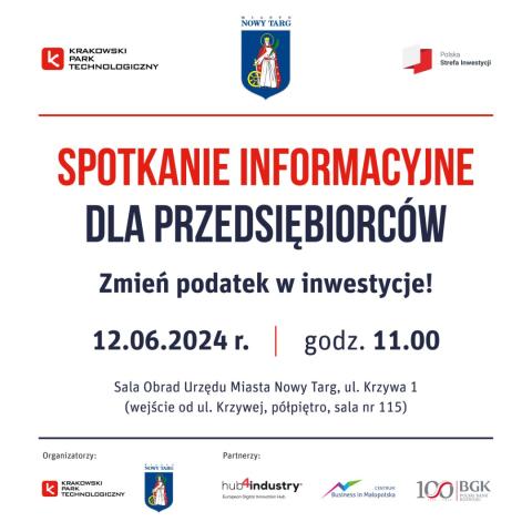 Spotkanie dla przedsiębiorców - „Zmień podatek w inwestycje!”