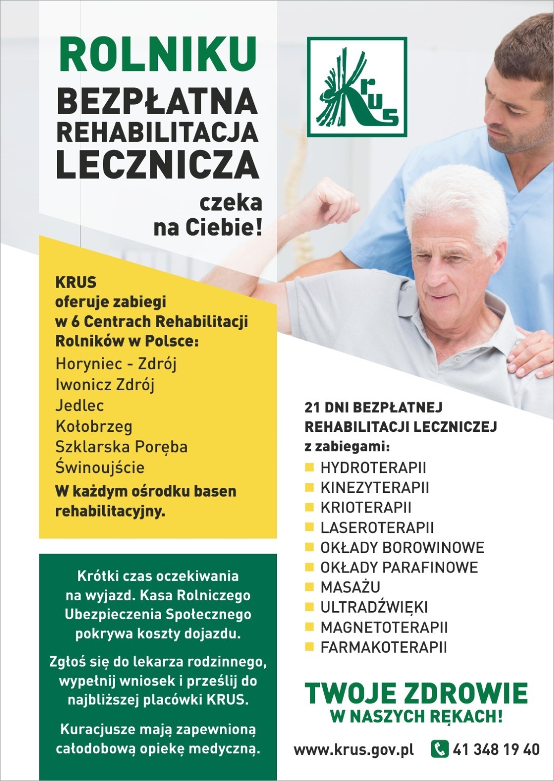 Rehabilitacja lecznicza – informacja dla rolników