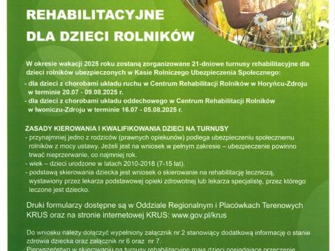 Turnusy rehabilitacyjne dla dzieci rolników