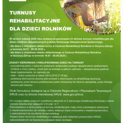 Turnusy rehabilitacyjne dla dzieci rolników
