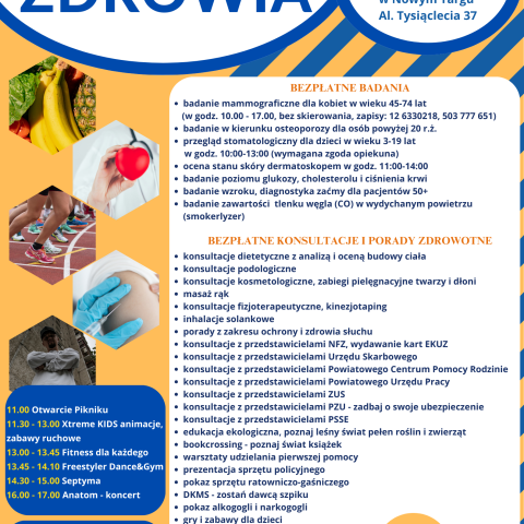 Państwowy Powiatowy Inspektor Sanitarny w Nowym Targu zaprasza na Piknik Zdrowia