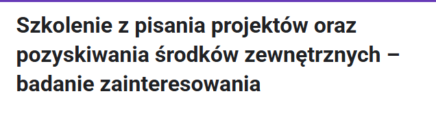 Szkolenie dla organizacji pozarządowych z terenu Gminy Czorsztyn - ankieta