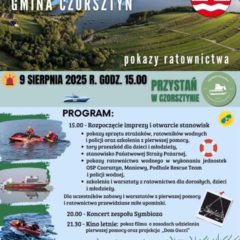 „Bezpieczna Gmina Czorsztyn – pokazy ratownictwa” już 9 sierpnia!