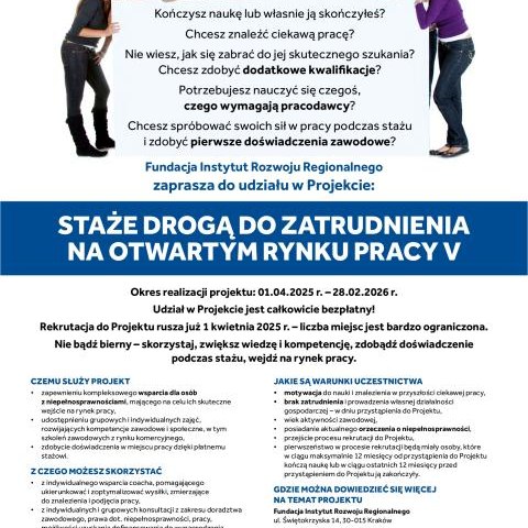 Staże drogą do zatrudnienia na otwartym rynku pracy