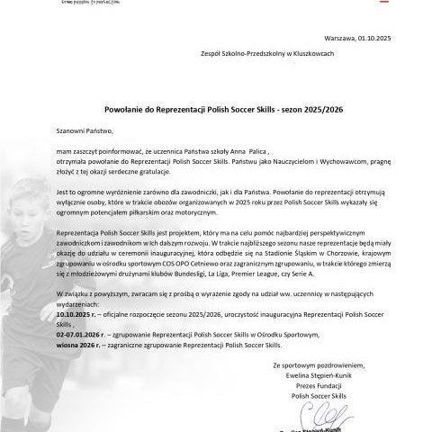 Anna Palica z Kluszkowiec w Reprezentacji Polish Soccer Skills!