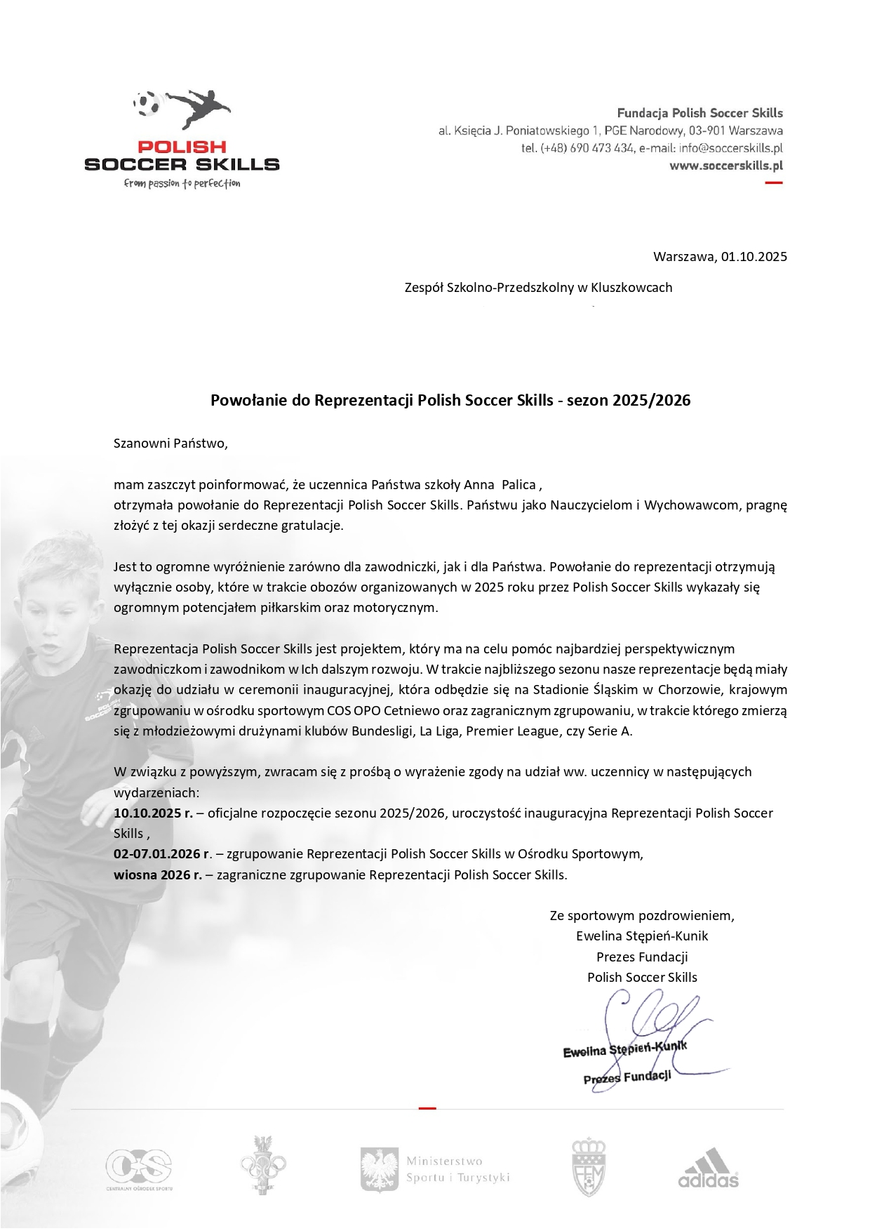 Anna Palica z Kluszkowiec w Reprezentacji Polish Soccer Skills!