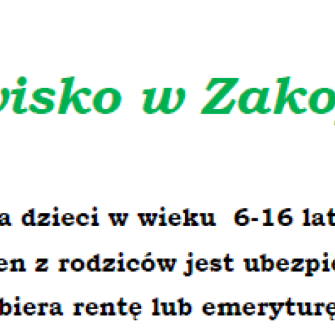 Zimowisko w Zakopanem 2026 – dofinansowane z KRUS