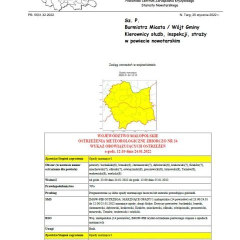 Ostrzeżenie meteorologiczne nr 24