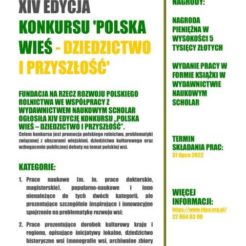 XIV edycja konkursu ,,Polska Wieś - dziedzictwo i przyszłość"