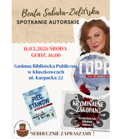 Spotkanie autorskie w GBP w Kluszkowcach!