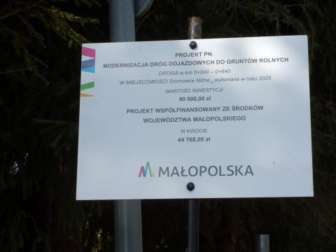 Modernizacja drogi dojazdowej do gruntów rolnych w miejscowości Sromowce Niżne