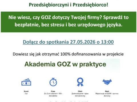 Krajowa Izba Gospodarcza oraz Instytut ADN spółka z ograniczoną odpowiedzialnością sp. k. zapraszają do udziały w projekcie „Akademia GOZ”