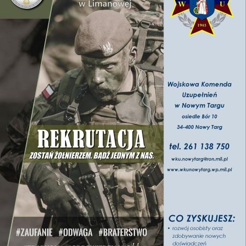 WKU w Nowym Targu informuje o rekrutacji do formowanego 114 batalionu lekkiej piechoty w Limanowej