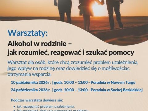 Warsztaty:  Alkohol w rodzinie – jak rozumieć, reagować i szukać pomocy