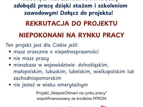 Rekrutacja do projektu „NiepokONani na rynku pracy”