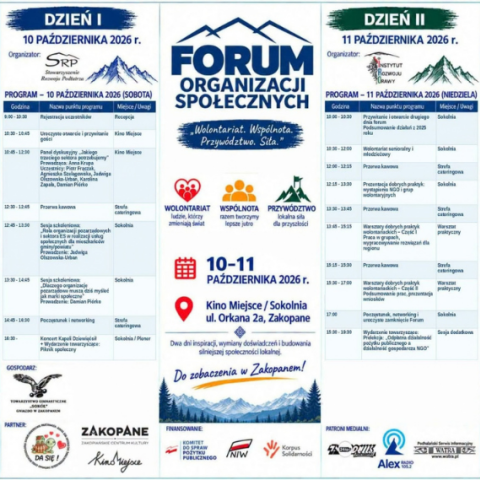 Forum Organizacji Społecznych w Zakopanem – 10–11 października 2026 r.