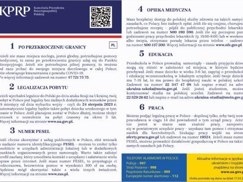 Zaktualizowana ulotka informacyjna dla uchodźców z Ukrainy [PL/EN/UA/RU]