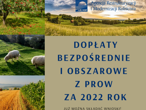 Dopłaty bezpośrednie i obszarowe z PROW za 2022 rok – już można składać wnioski