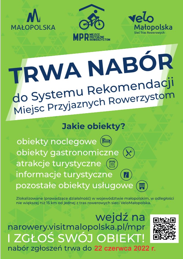 Nabór do Systemu Rekomendacji Miejsc Przyjaznych Rowerzystom w województwie małopolskim