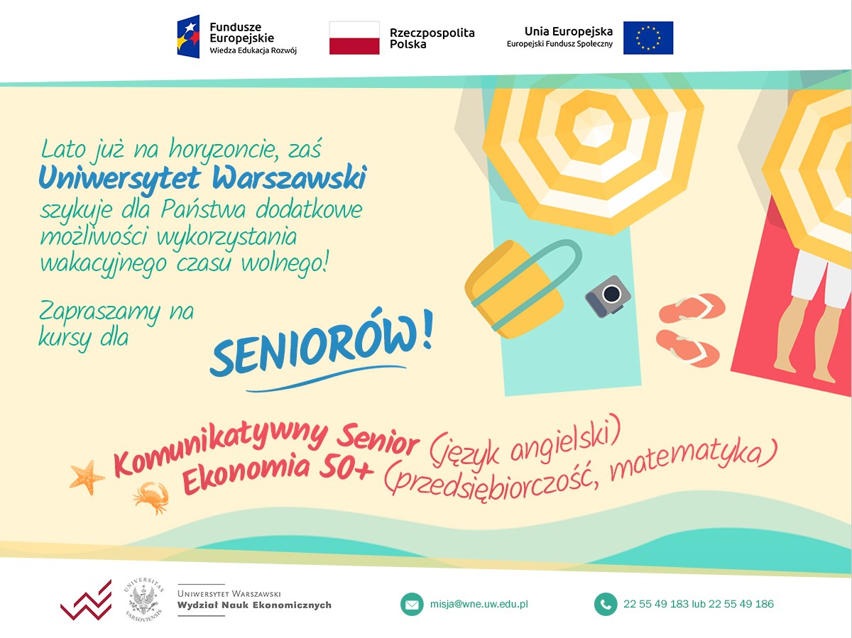 Bezpłatne kursy dla Seniorów organizowane przez Uniwersytet Warszawski
