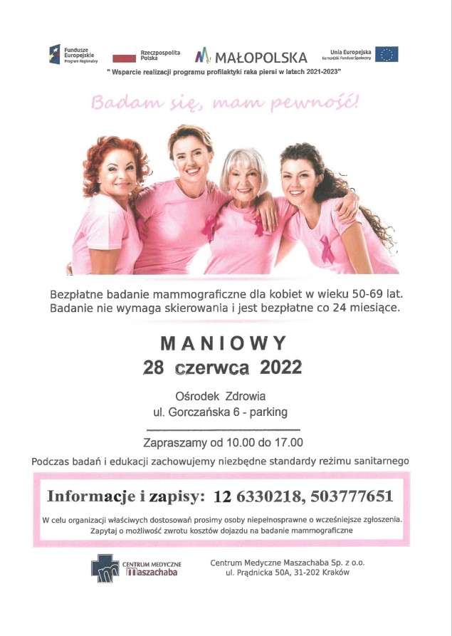 Centrum Medyczne MASZACHABA zaprasza na bezpłatną mammografię