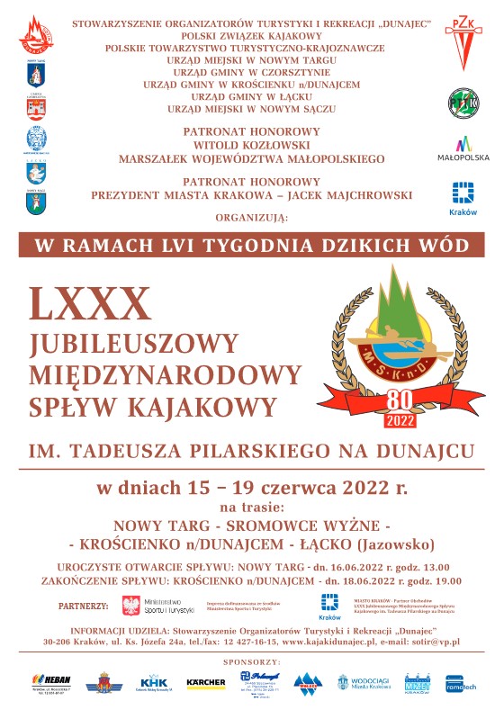 LXXX Jubileuszowy Międzynarodowy Spływ Kajakowy im. Tadeusza Pilarskiego na Dunajcu