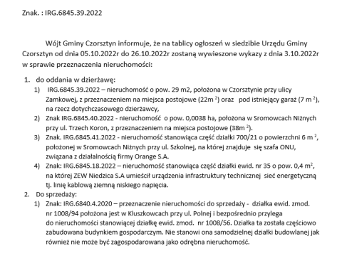 Wykazy z dnia 03.10.2022 r.